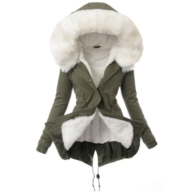 2022 Winter Thicken Warm Jacket Women Slim Outwear Oversized Medium-long Ladies Hooded Coat Parka Mujer Cotton-padded Overcoat