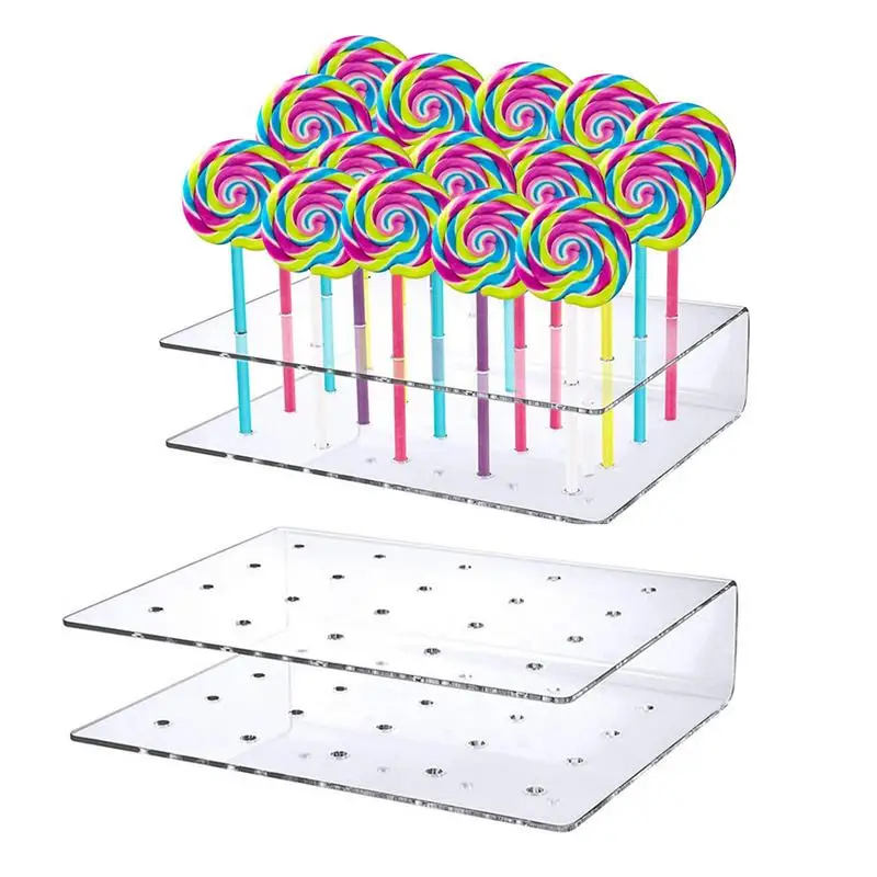 

2PC 20-hole Lollipop Stand Acrylic Snack Bar Display Holder Skewers Candied Haws Dessert Stick Stand Kitchen Storage Tool
