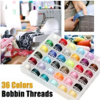 36pcs multicolor bobbin thread polyester thread spools sewing machine bobbins with storage box for embroidery sewing accessories