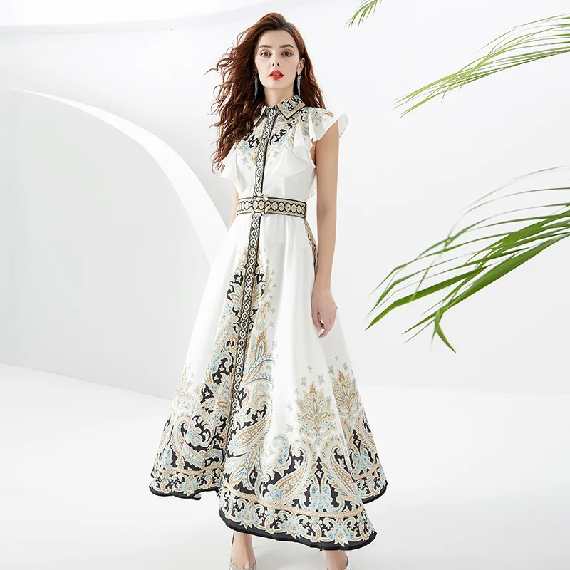 

2023 Ранняя осень праздничное банкетное длинное платье с отложным воротником и маленьким летающим рукавом