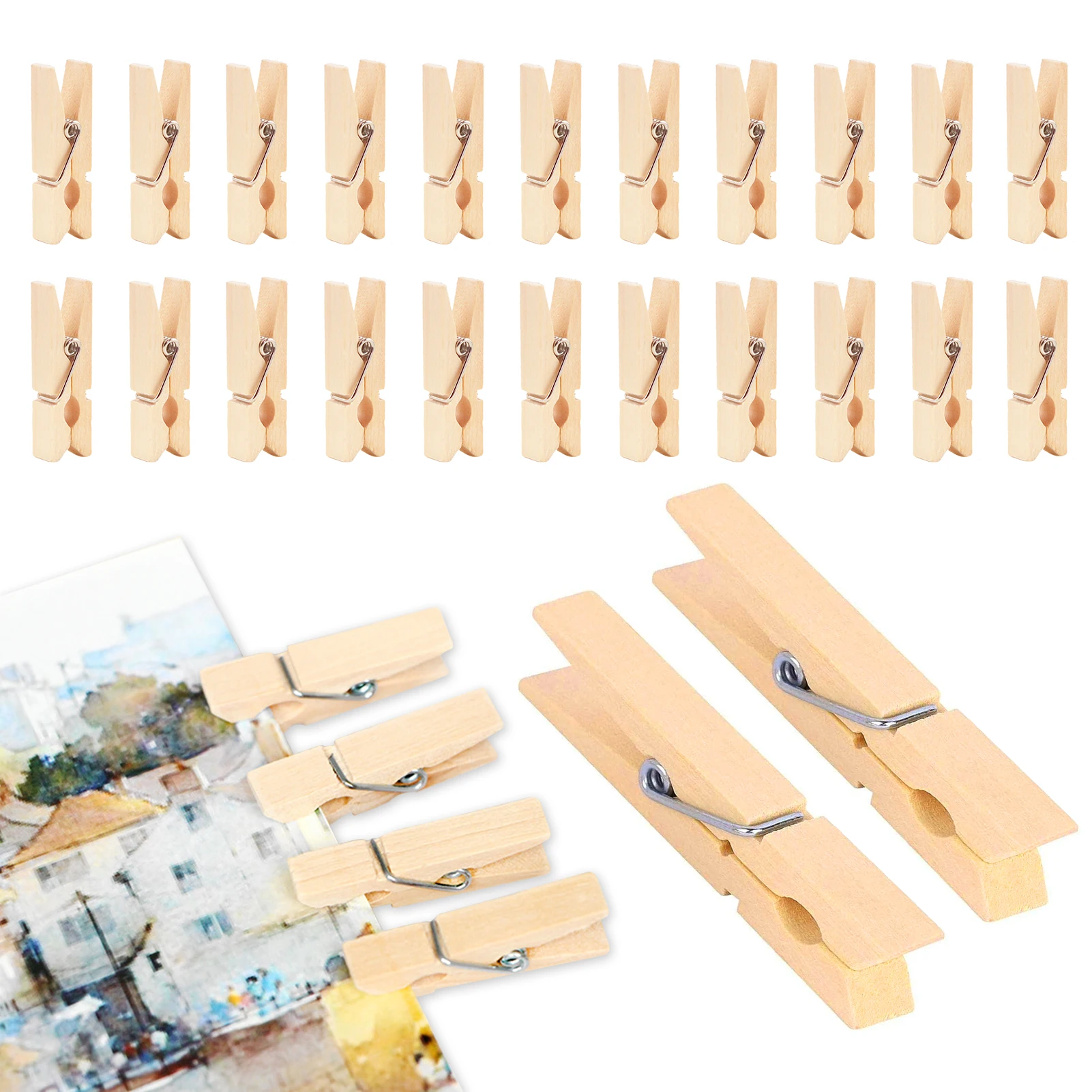 

Mini Natural Wooden Clothes Pins 50 PCS Wooden Clips Rust Resistant Natural Wooden Peg Pin Compatible Gift Wrapping Picture Arts