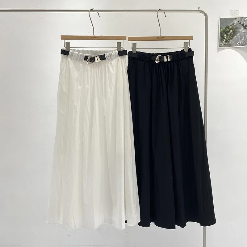 Юбка-миди Женская плиссированная с металлической пряжкой на резинке 3 цвета