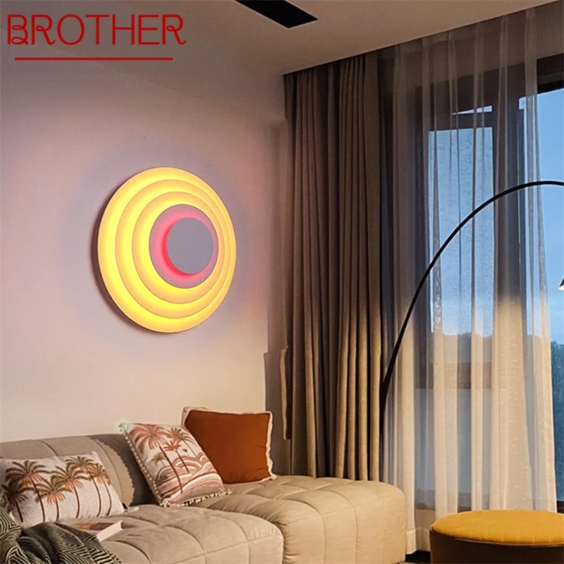 

BROTHER Contemporary Wall Light Simple Creative LED Atmosphere Decorative Bedroom Bedside Round Sconce Lamp