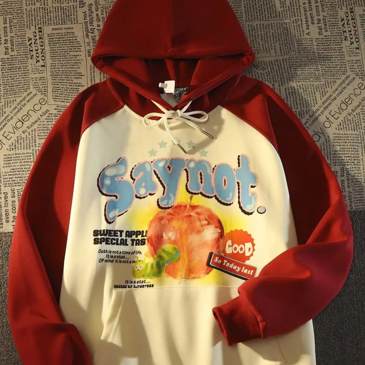 

Повседневный женский свитер в стиле Харадзюку с принтом фруктов, свободный свитер в стиле ретро, Y2k, универсальная одежда в готическом стиле, топ с капюшоном, кавайная одежда