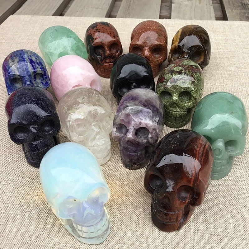 Natural Crystal Skull Gem Ghost Head Seiko Carved 30MM Punched Gemstone Specimens Minerals Quartz Skeleton DIY Stone Ornaments | Украшения
