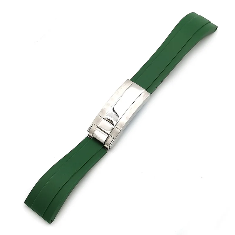 20MM 21MM Black Blue Green Flat Interface TPU watch strap Fit For RLX Water Ghost Oyster Style Diving