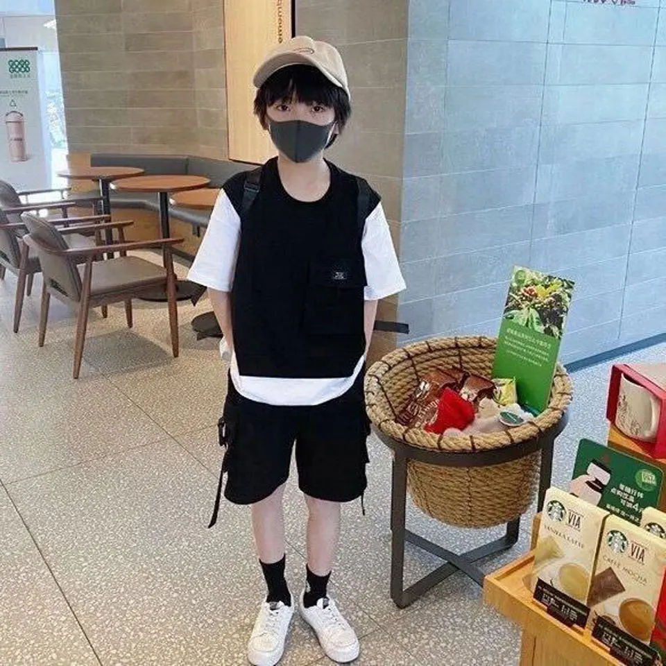 2Pieces/Set For Age 3-12 Yrs Baby Boys Clothing Sets New Kids Summer Short Sleeve t-shirt +Short Pants Active Casual Boys Suits