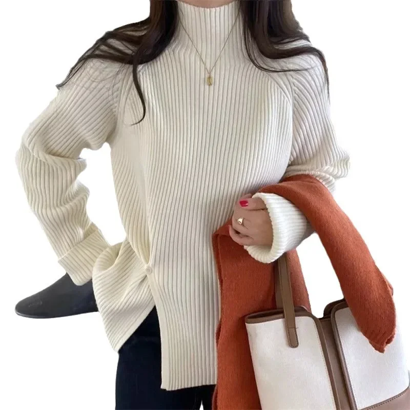Осень/зима новый женский утолщенный пуловер свитер свободного кроя с высоким