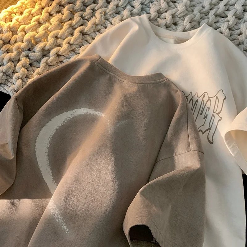 

Мужская футболка с коротким рукавом 2022 Универсальная футболка с коротким рукавом свободная Мужская Летняя футболка с коротким рукавом Топ ...