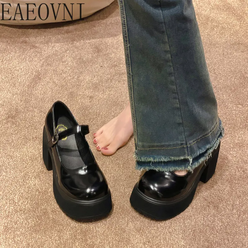 Туфли Мэри Джейн на платформе обувь в готическом стиле Униформа высокий толстый