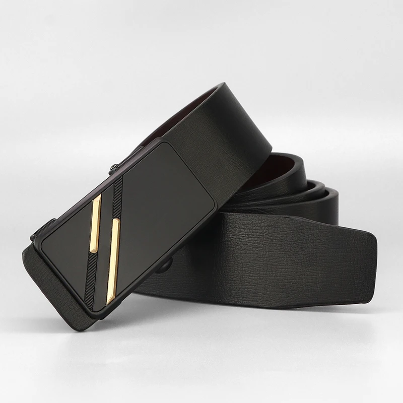 Ремень мужской из натуральной кожи с автоматической пряжкой 3 4 см