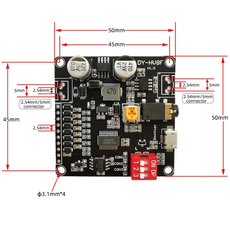 Модуль воспроизведения голоса 12 В/24 В запускает последовательный порт один в для