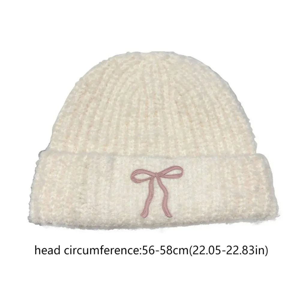 Повседневная однотонная вязаная шапка с бантом шерстяная теплая крючком для