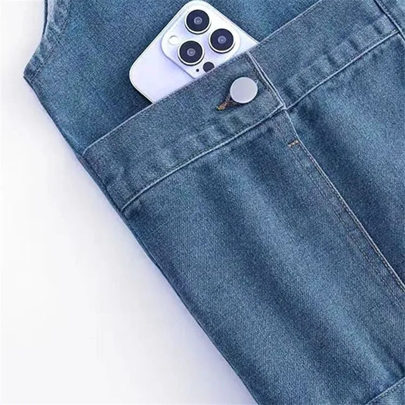 Винтажный джинсовый жилет с большими карманами Женская весенне-осенняя новая