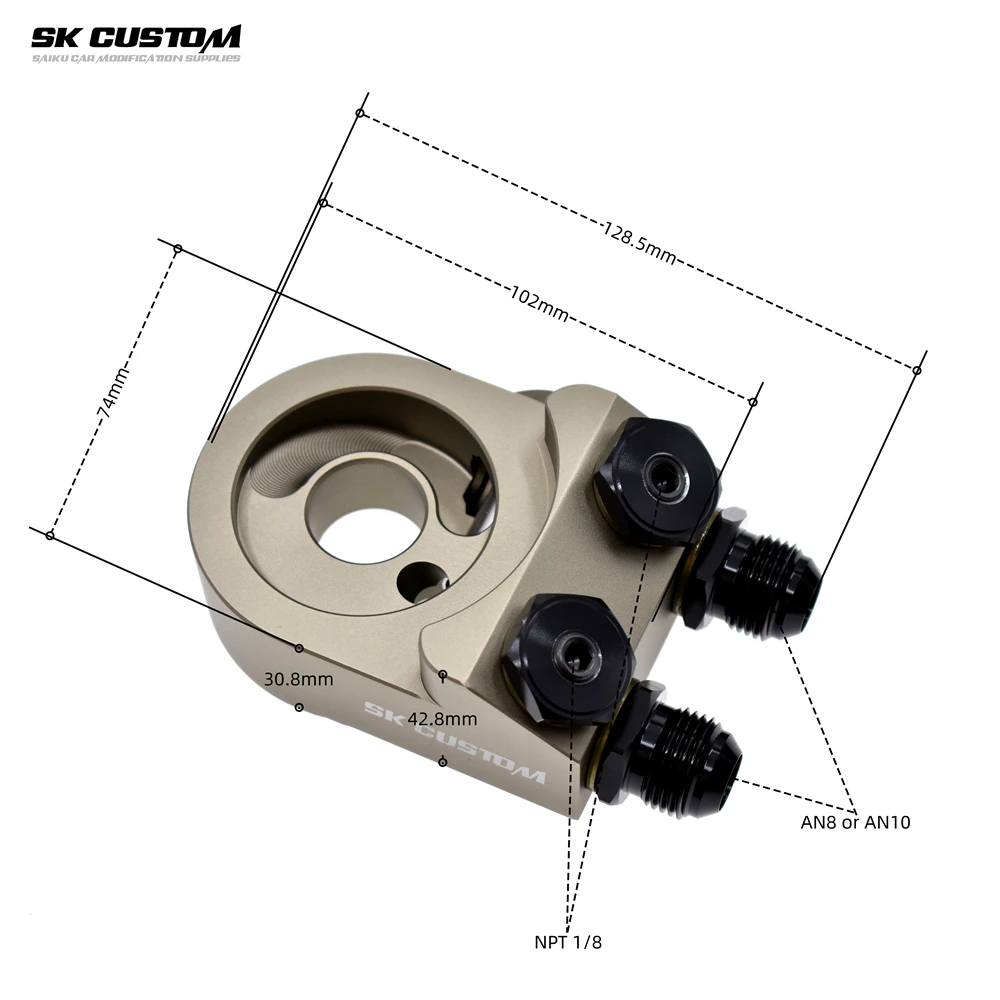 

SK пользовательский адаптер радиатора двигателя, масляный фильтр, термостат, сэндвич-пластина с углом высоты 45 ° AN8 AN10 алюминиевый сплав CNC