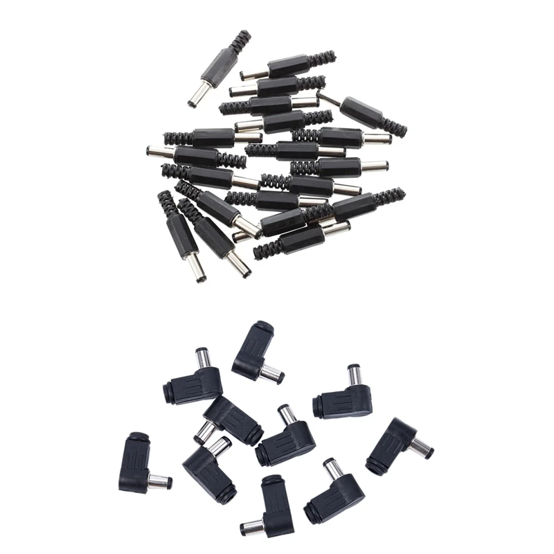 

20Pcs 2.5Mm X 5.5Mm DC Power Male Plug Jack Adapter & 10X 2.1Mm X 5.5Mm Male Plug Right Angle L Jack DC Power Connector