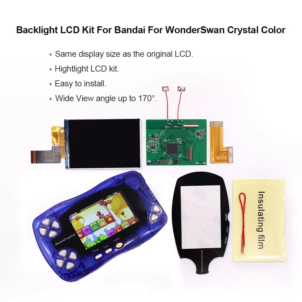 

WSCC Hightlight IPS LCD Screen Kit Backlight For Bandai WonderSwan Crystal Color For Wonder Swan Crystal