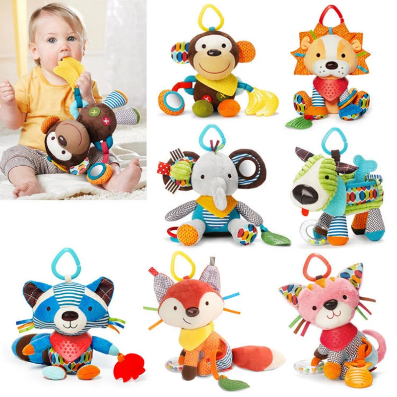 

Детские плюшевые игрушки, подвесные животные на коляску, мобиль для кровати, младенческий кролик, развивающие игрушки для детей 0-12 месяцев, детские погремушки