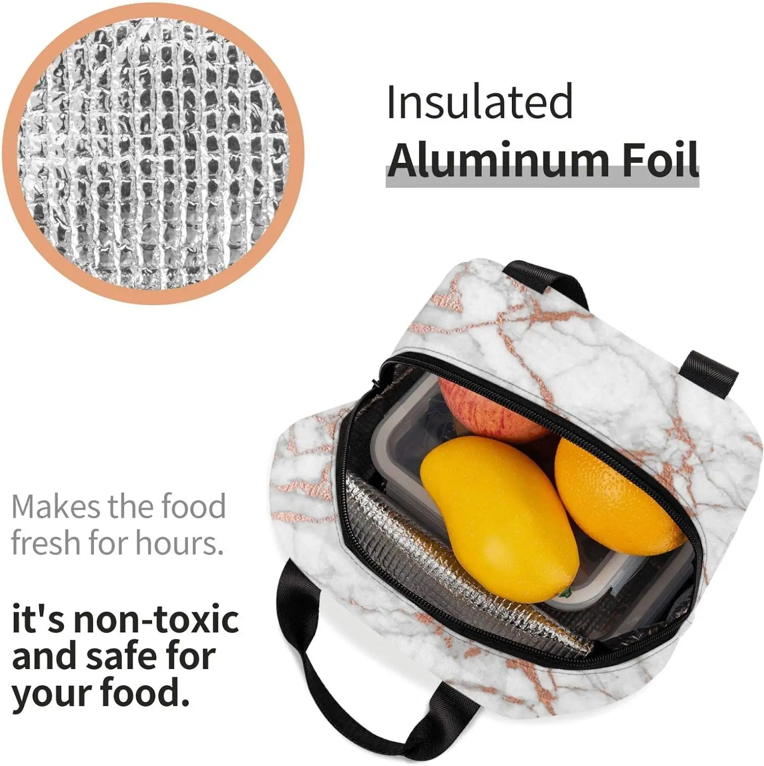 Сумка для ланча с белой мраморной коричневой текстурой компактная сумка-тоут