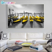 gatyztory%c2%a0painting by numbers acrylic paint yellow boat landscape painting diy crafts on canvas painting for wall art 40x50cm fr