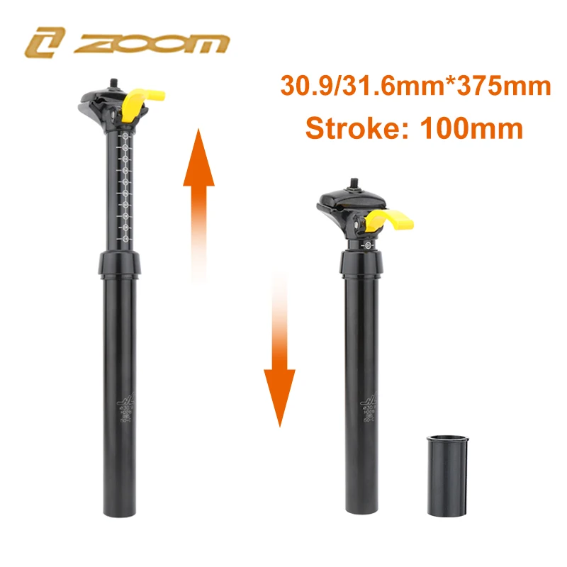 

ZOOM Mountain Bike Dropper Seatpost 30.9/31.6*375mm Manual Control Road Bicycle Lift Hydraulic Seat Tube Shock Absorber Seatpost