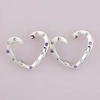 authentic 925 sterling silver sparkling bright heart with crystal stud earrings for women wedding gift pandora jewelry