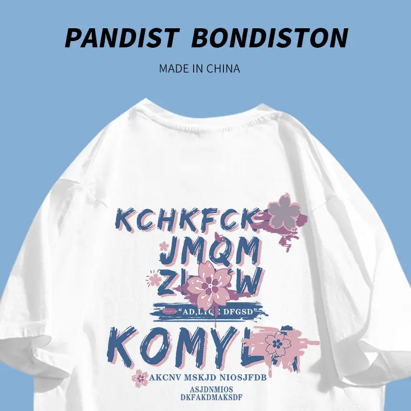 

Cherry Blossoms Print graphic T shirts Mens Women Ins Shirt Male harajuku Fashion Tee ShirtClassic Plus Size Couple