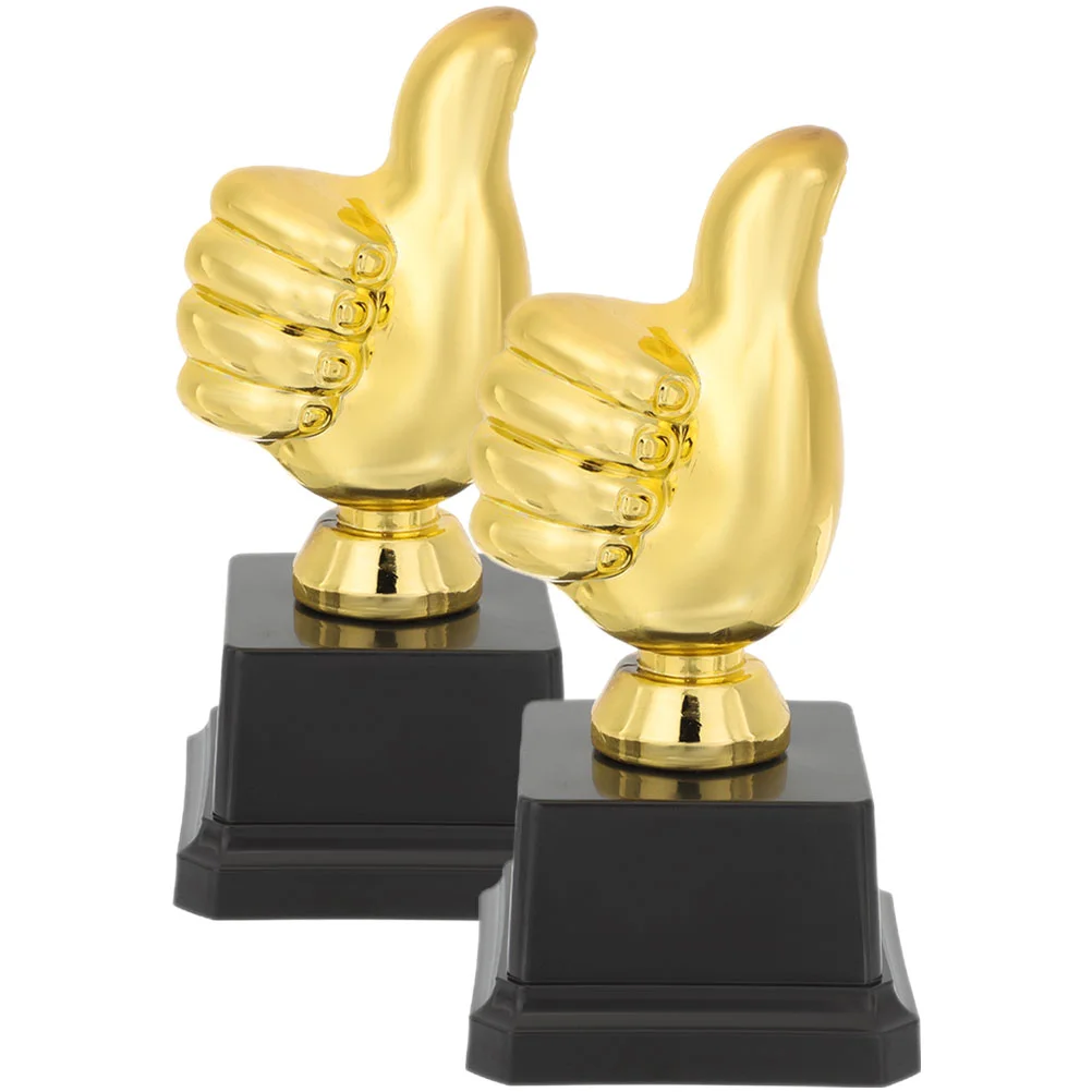 

2 Pcs Thumbs Trophy Football Kids Trophies Decor Award Bulk Toys Desktop Competition Creative Stand