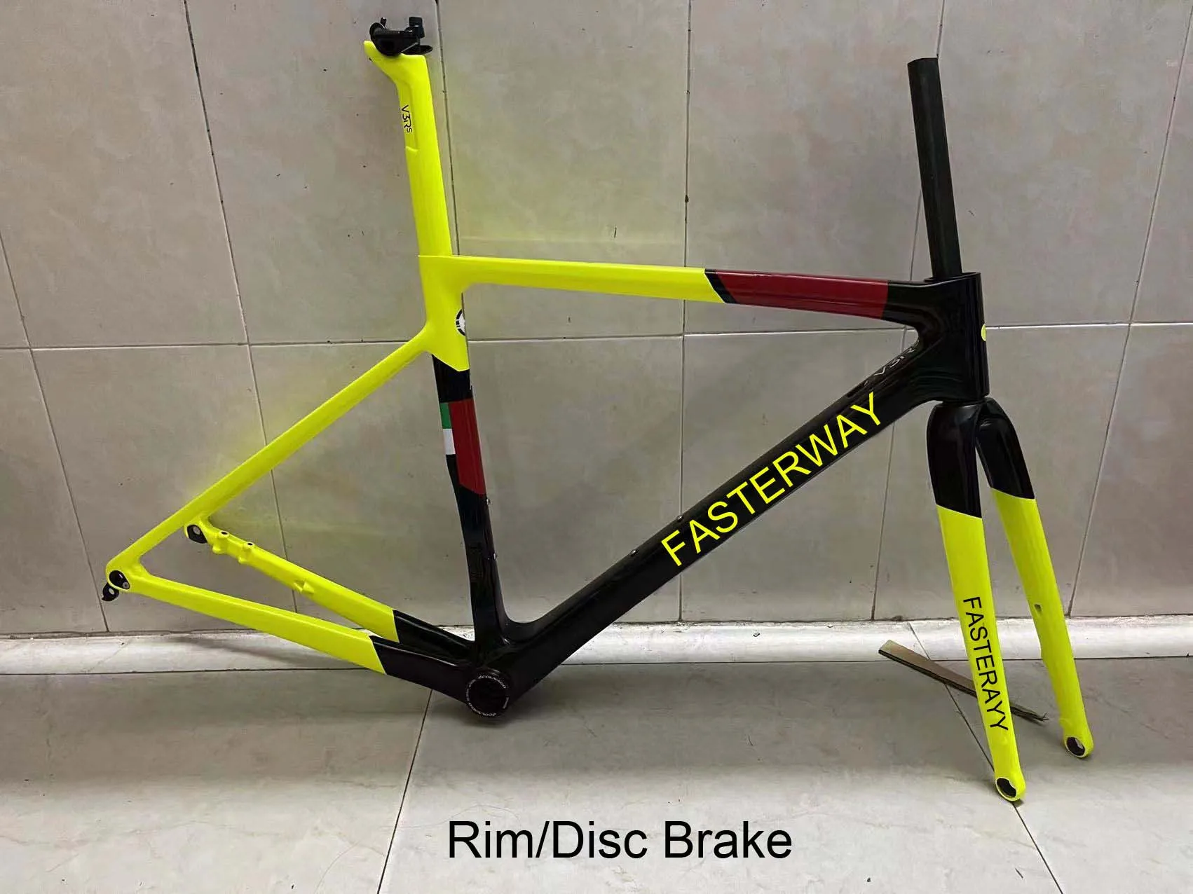 

V3RS Carbon Frame Road Bike BB86 Disc Rim Brake Bicycle Frames Super Light 700C Cycling Bicycle Frameset Yellow Black