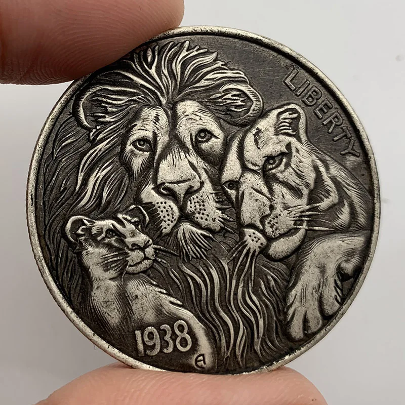 

1938 puma animal relief antique copper old silver commemorative medallion collection coin copper silver craft coin commemorative