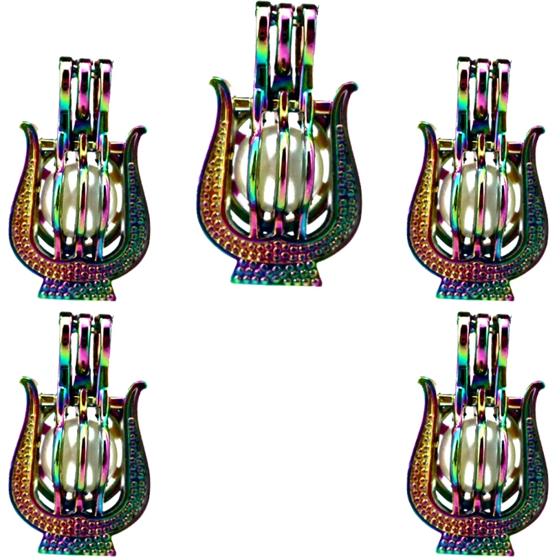 10PCS Classic Floating Charm Harp Pearl Cage Locket Aromatherapy Diffuser Pendant For Gift Necklace Keychain Jewelry Making Bulk - купить по