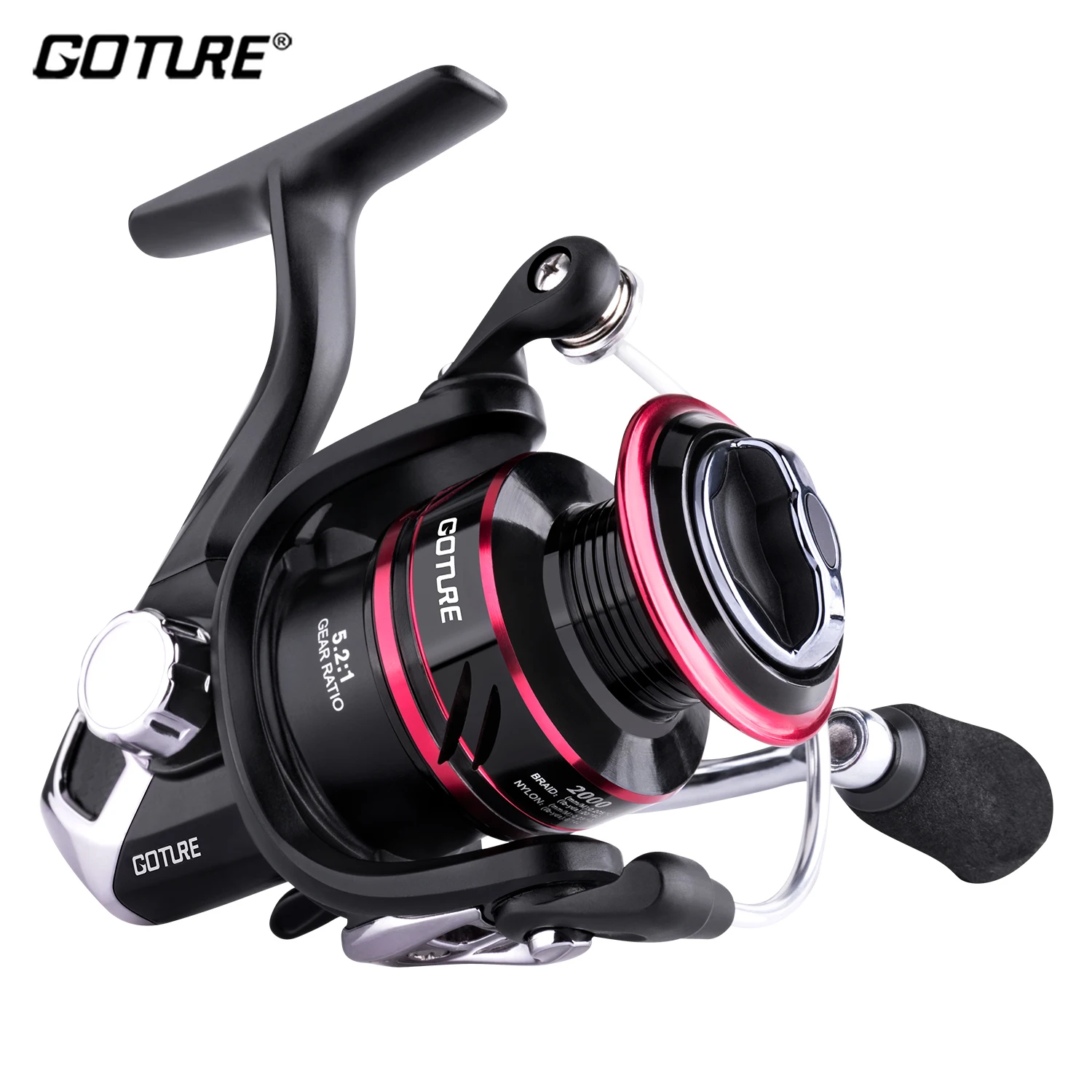 Goture Metal Fishing Reel Coil Sea Spinning Reels Deep and Shallow Spool Series 5.2:1 6BB Drag Power 8kg For Stream Fishing