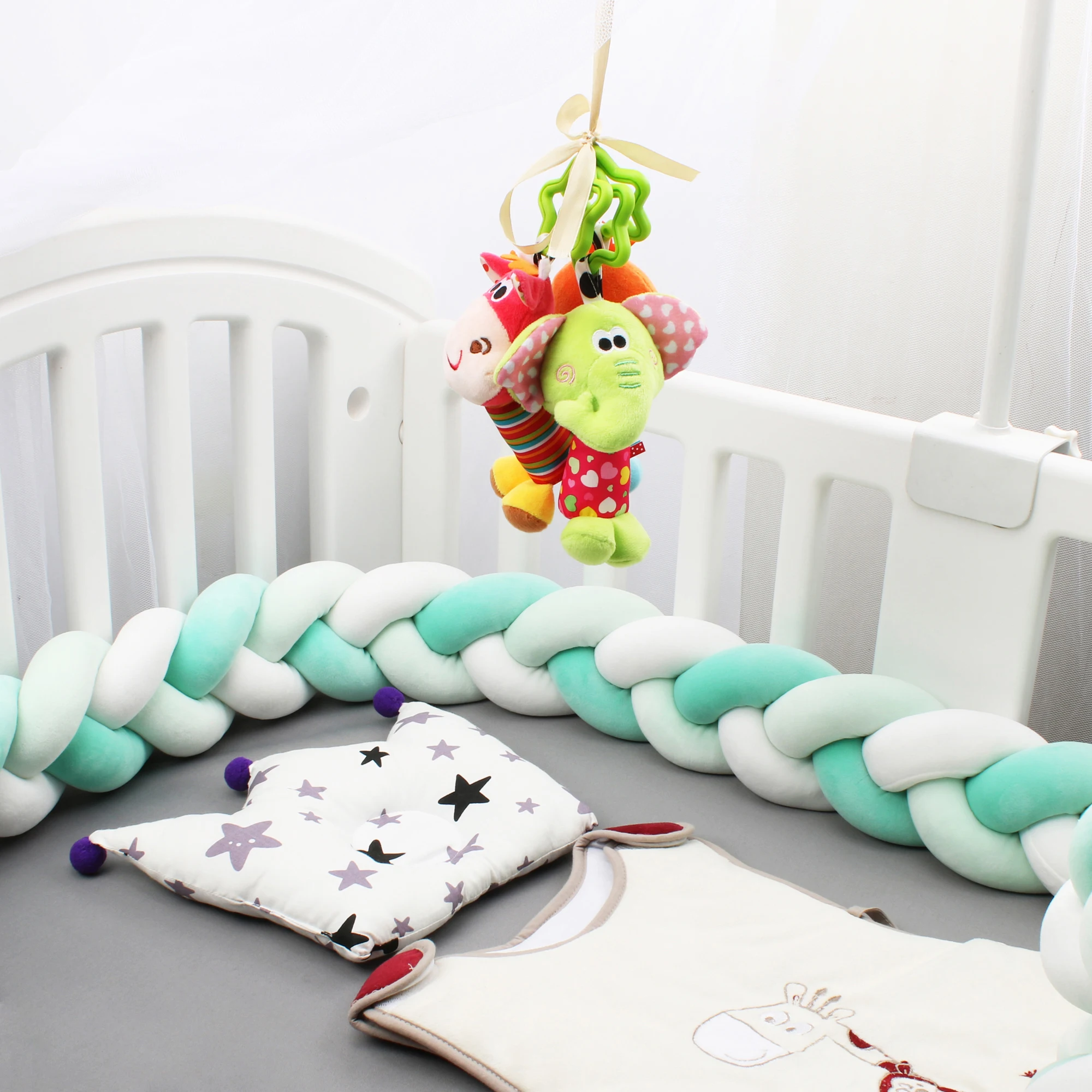 3 м Плетеный бампер для детской кроватки колыбель подушка оплетка с узлом защита