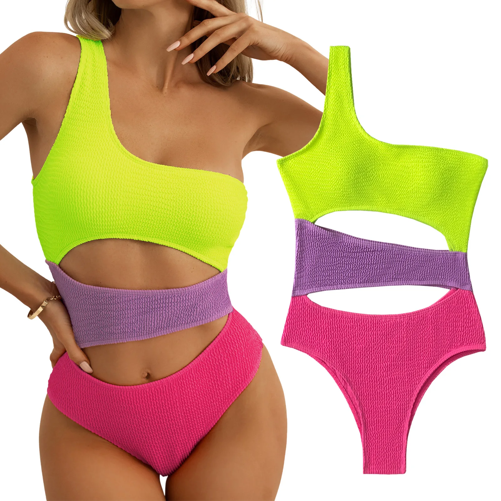 

Women's Swimsuit One-piece Swimming Swimwear Sexy Bikinis One-Shoulder Cutout Nylon Bathing Suit For Swimming Pool Beach Surfing