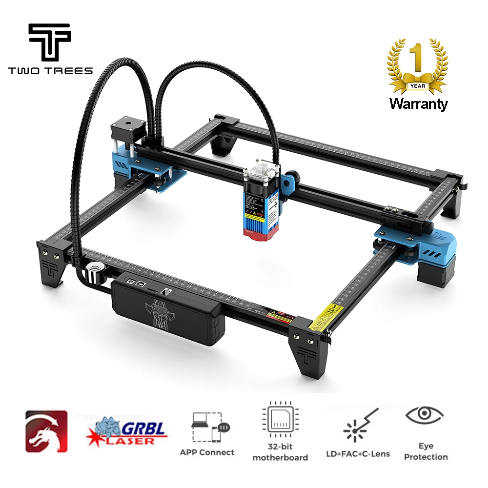 Лазерный гравер с ЧПУ Twotrees TTS-55 с Wi-Fi в автономном режиме 40 Вт  лазерный гравировальный станок 450 ± 5 нм синий свет 40 Вт ЧПУ маршрутизатор