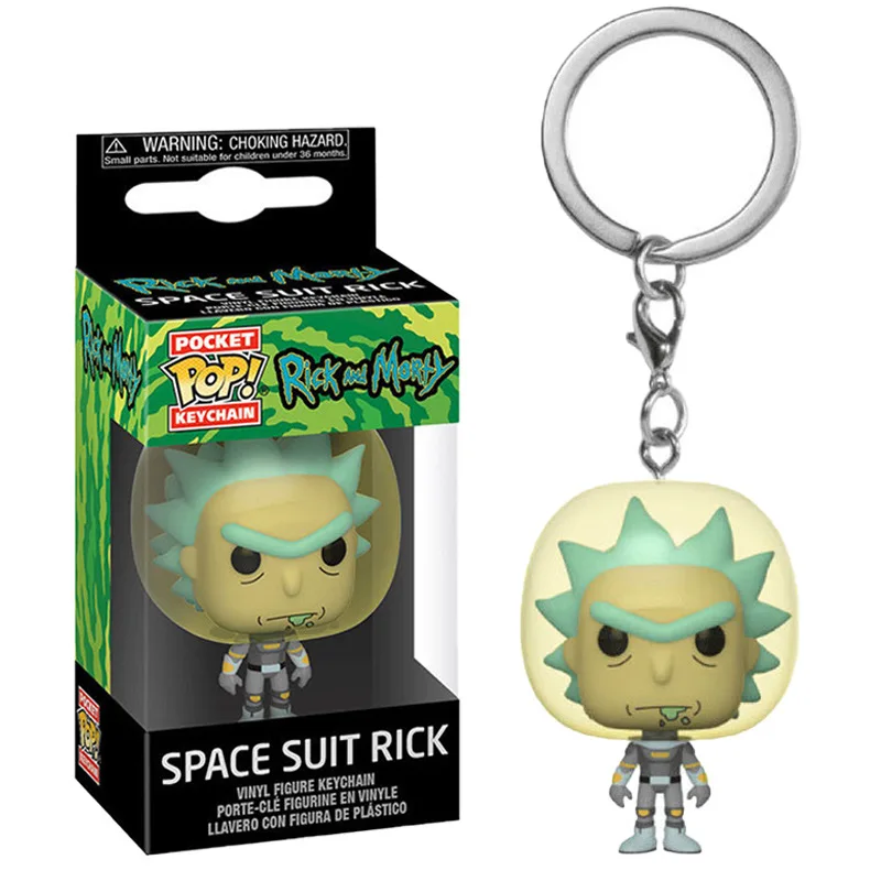 Фото Аниме Funko Pop брелок Рик и Морти фигурка рюкзак кулон куклы украшения автомобильный ключ аксессуар игрушки собирать модель №2
