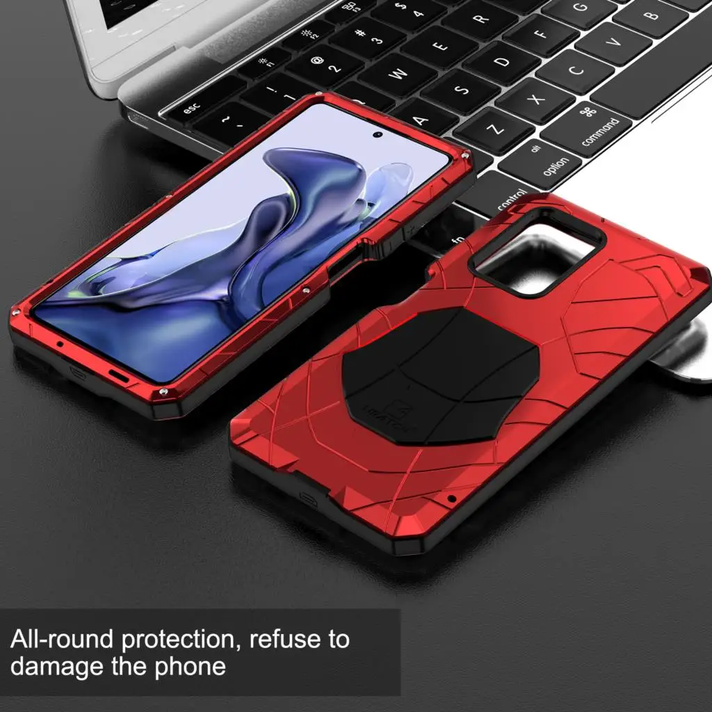 

Case For Xiaomi 11T with Tempered Glass Metal Heavy Duty Protection Cover Shockproof Dropproof Dustproof Mi 11T Phone Case