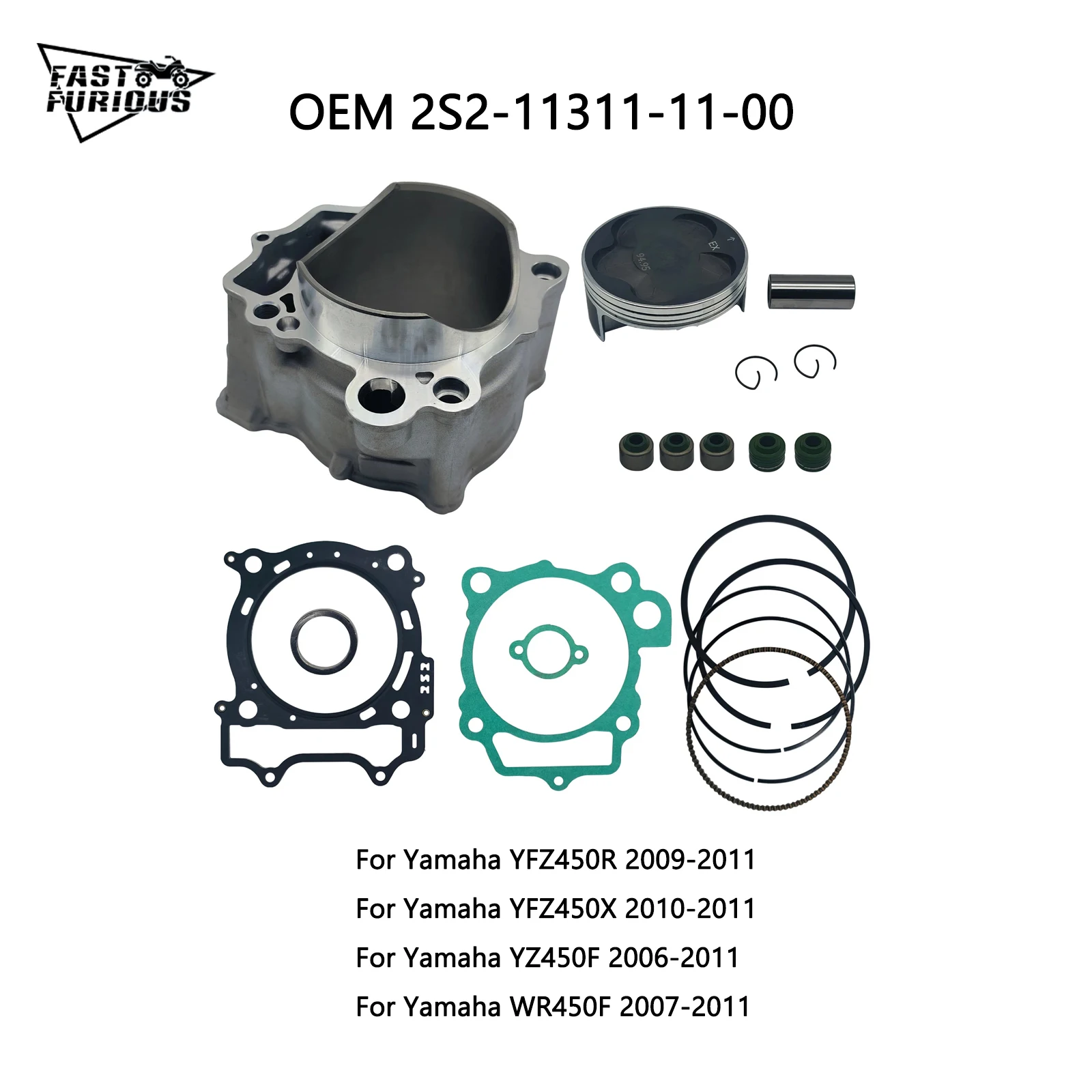 

2S2-11311-11-00 YFZ450 комплект верхней прокладки поршня цилиндра для Yamaha YFZ450R 2009-2011 YFZ450X 2010-11 YZ450F 2006-11 WR450F