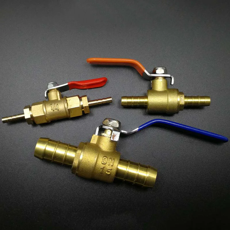 

4mm 6mm 8mm 10mm 12mm 14mm 16mm 19mm 25mm Hose Barb Two Way Brass Shut Off Ball Valve for Fuel Gas Water Oil Air