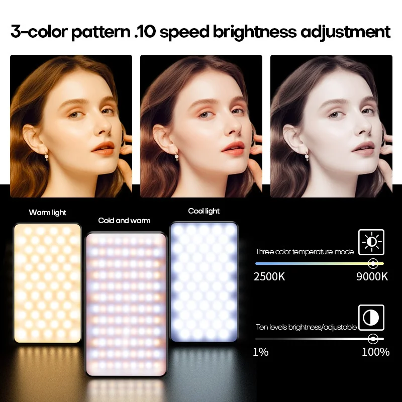 Светодиодный мини-светильник с зажимом для селфи регулируемой яркостью и