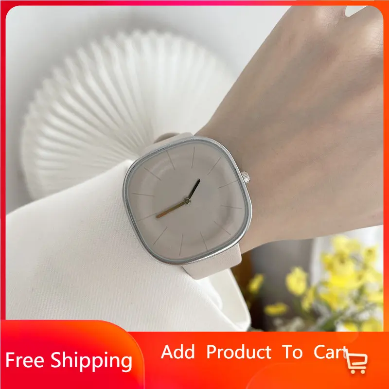 

Роскошные женские часы в минималистском стиле, Роскошные Кварцевые часы с квадратным циферблатом и кожаным ремешком для пар, наручные часы,...