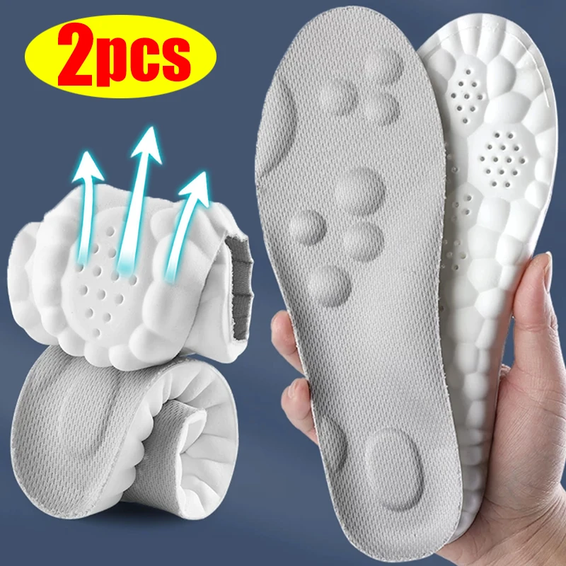 4D Latex Sport Insoles Soft High Elasticity Shoe Pads Breathable Deodorant Shock Absorption Cushion Arch Support Insole for Feet