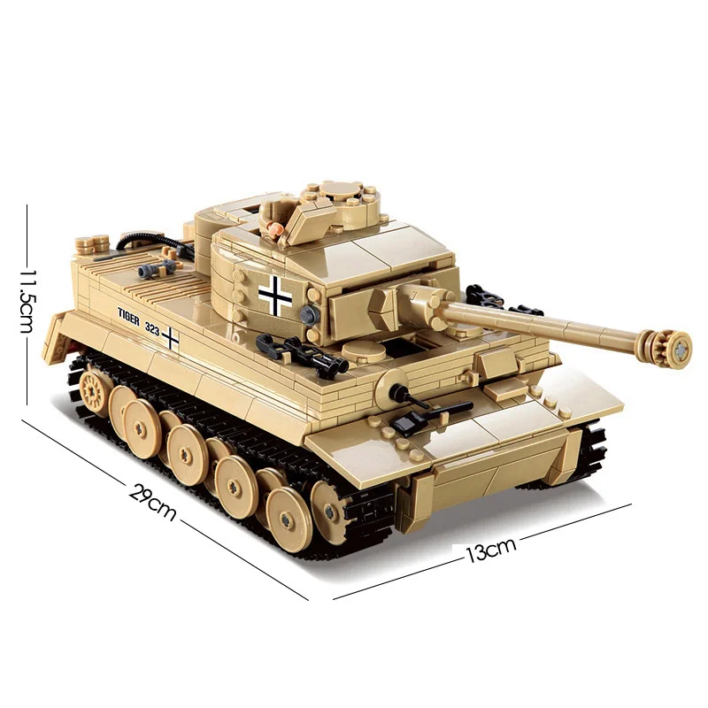 

995pcs WW2 Tiger Heavy Tank Building Blocks Military Bricks Set Weapons Creative Model Kids Toys For Children Boys Gifts