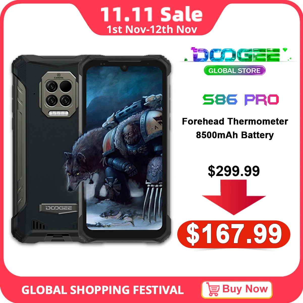 

Смартфон Doogee S86 Pro защищенный, IP68, 8500 мАч, 6,1 дюйма, 8 + 128 ГБ