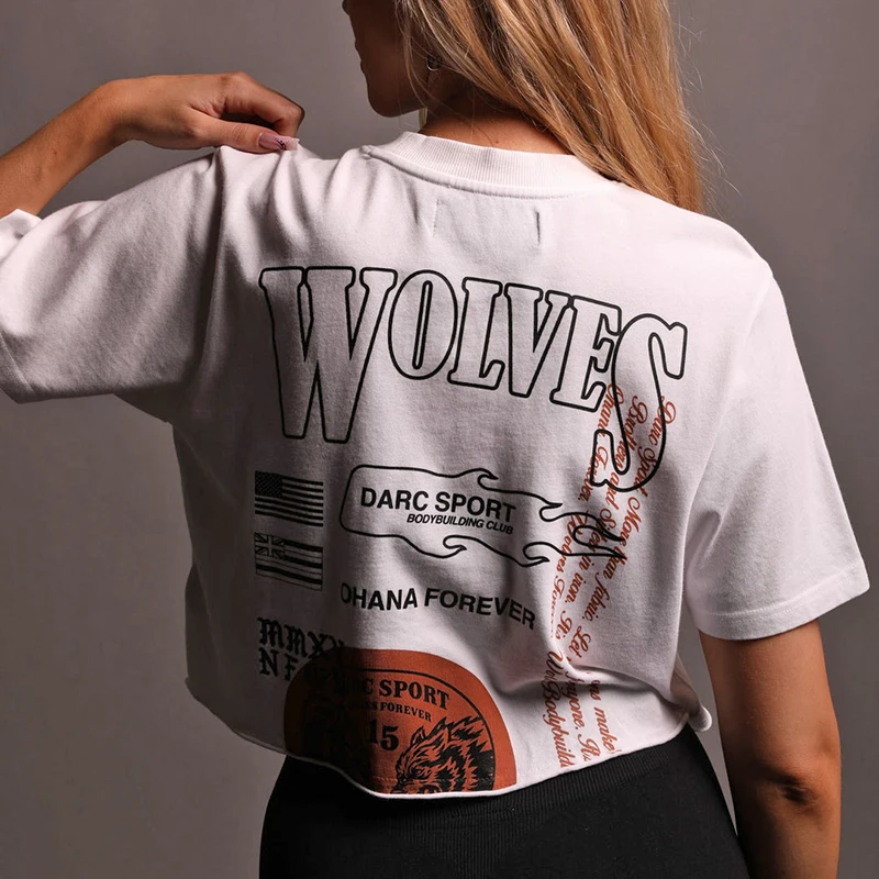 Darc Women Shirt Sports Crop Girls Tank Tops Sports She Gym Cropped High Quality Sportswear Short T-Shirt Yoga Loose Tops