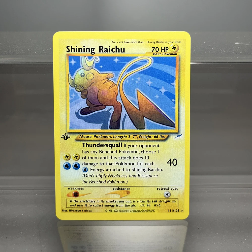 Фото Neo Destiny Charizard PTCG, одна коллекционная карта, 1-е издание, 1996, тирангированная карта Генгар, PKM, прокси-карты, игрушки, подарки №3