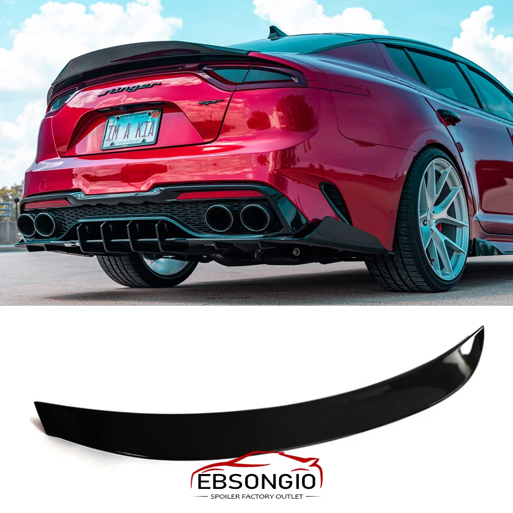 Фото Для Kia Stinger 2018-2025: Глянцевый черный задний спойлер-«утиный хвост» из ABS-пластика, тип Highkick Wing №1