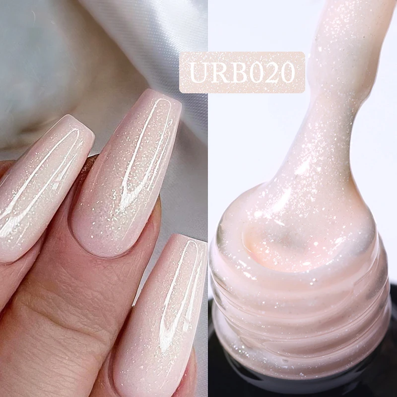 UR SUGAR 7ml Milky Jelly White Glitter Rubber Base Gel Polish Pink Nude Color Soak Off UV LED Self-leveling Gel Varnish Manicure