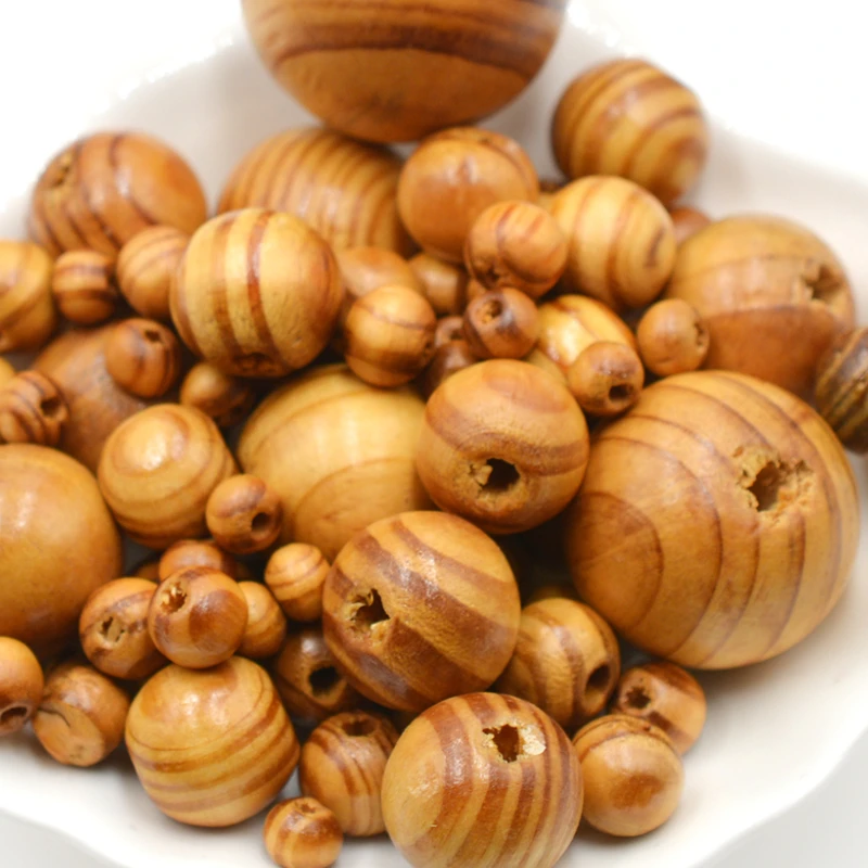 Круглые сосновые натуральные деревянные полосатые бусины свободные