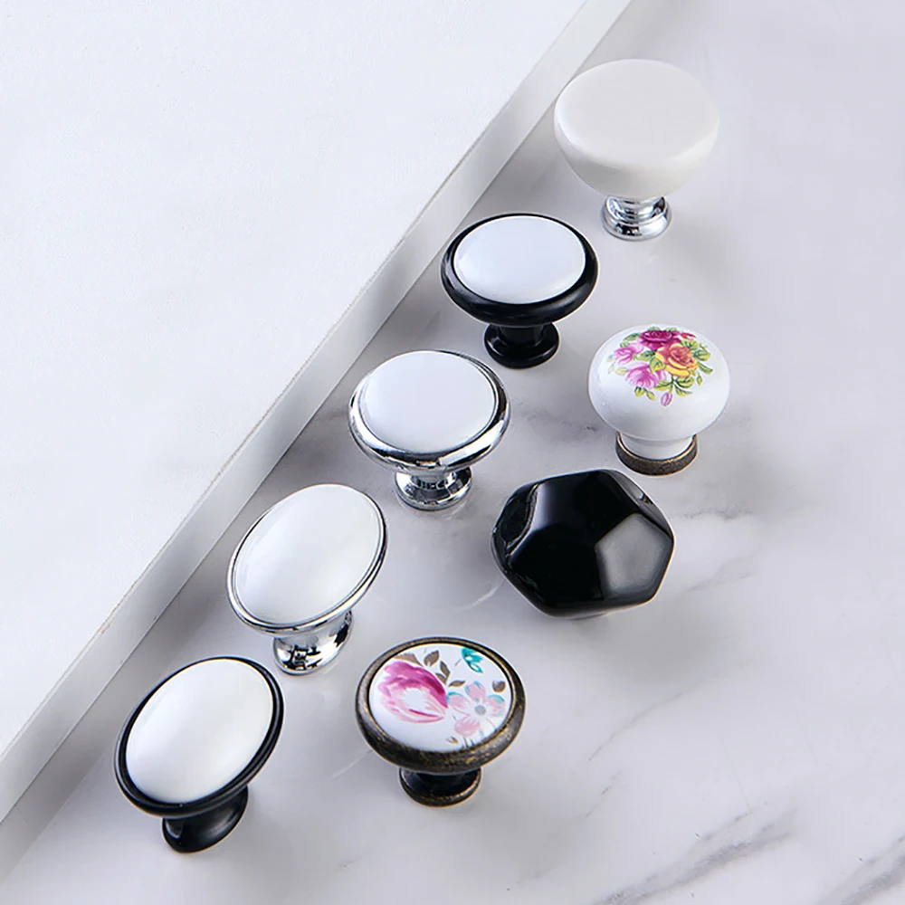 

10Pcs/Sets Furniture Hardware Cabinet Pulls Ceramic Handle Drawer Wardrobe Shoe Cabinet Ceramic Handle Knob Cabinet Pulls